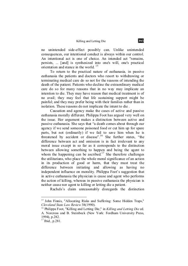 killing vs letting die definition active euthanasia